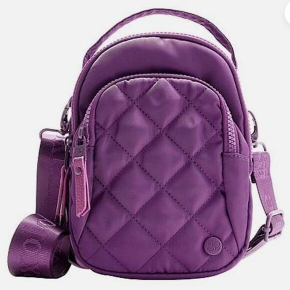 Samantha Brown To-Go Quilted Triple Compartment Crossbody PURPLE nwt - Picture 1 of 10